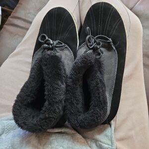 Sperry Women 10M Top-Sider faux Fur Lined Duck Boot black Suede Upper